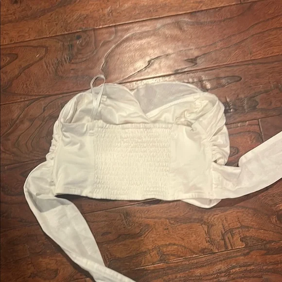Anthropologie White Sleeveless Bustier Crop Top - Picture 3 of 5